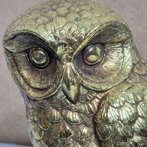 Vintage Syroco Syracuse New York Gold Toned Owl Figurine USA Made 7”